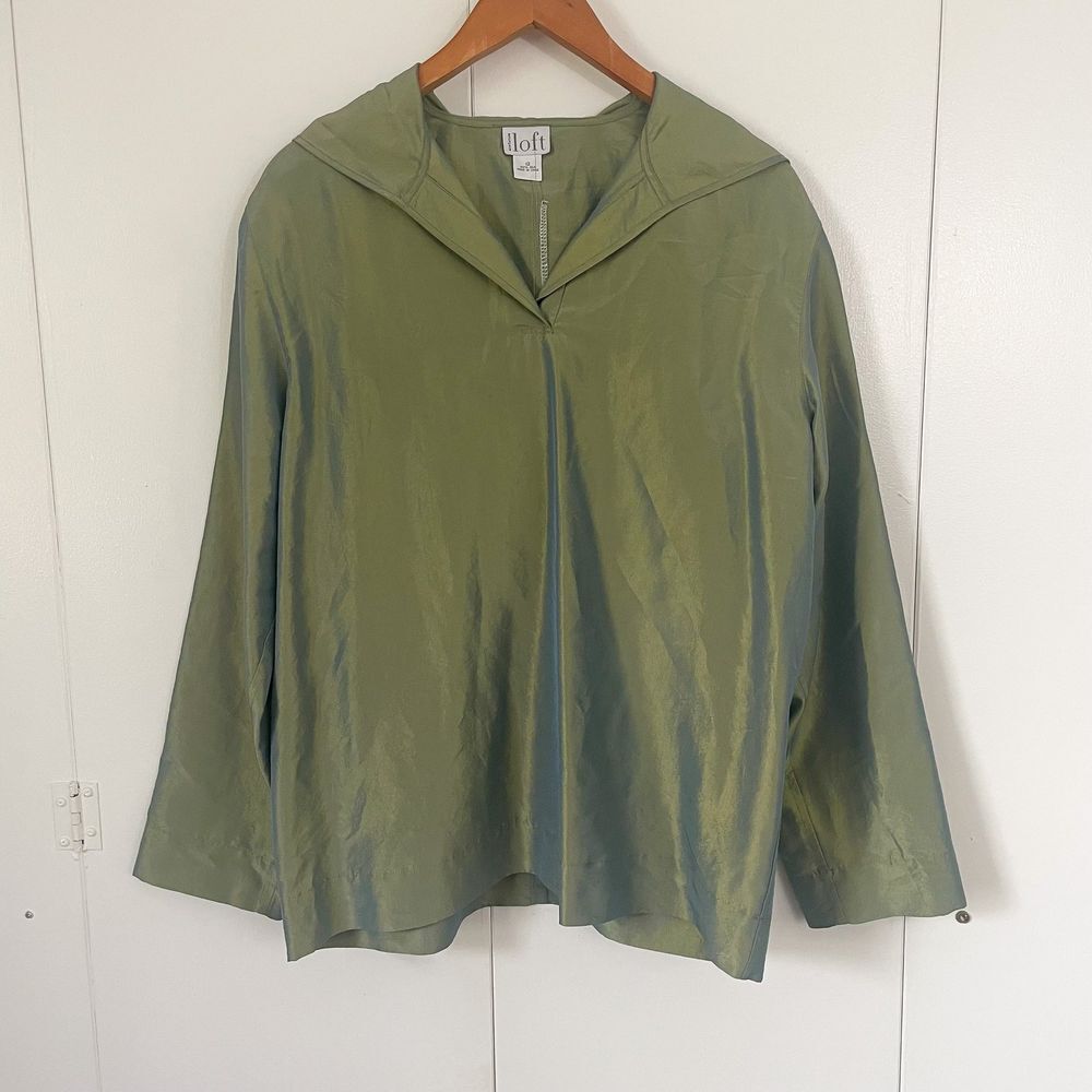 LOFT Shimmer Hooded Blouse Forest Fairycore Y2K Grunge, sz 12
